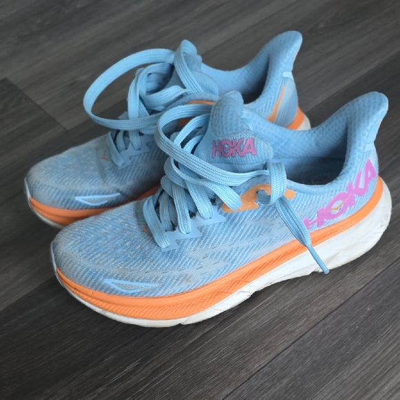 Hoka Shoes - Hoka Light Blue and Orange Athletic Shoes